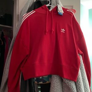 Red Adidas hoodie never worn before